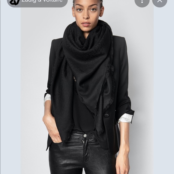 Zadig & Voltaire Accessories - Zadig&Voltaire Glenn ZV Intiale Scarf Black NWOT